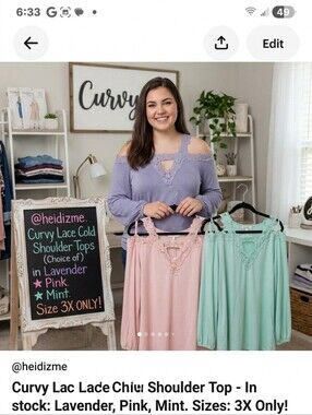 (CURVY) Lace Cold Shoulder Top (Choice of)